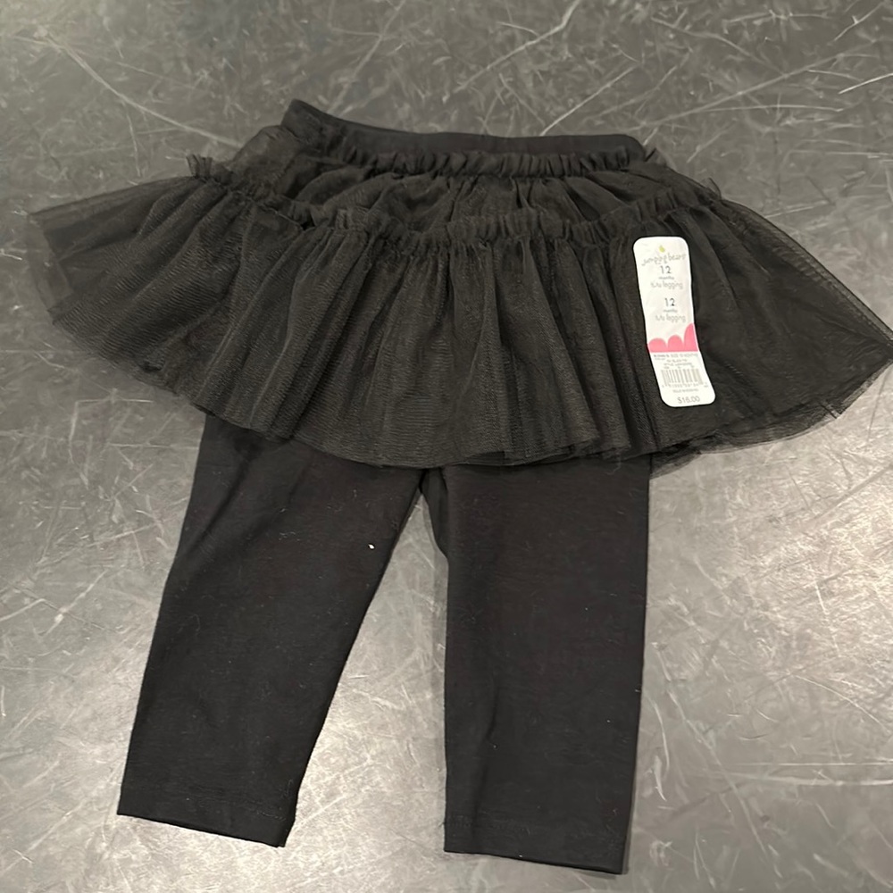 Jumping beans girl’s black tutu leggings - size 12 months - brand new w tags.